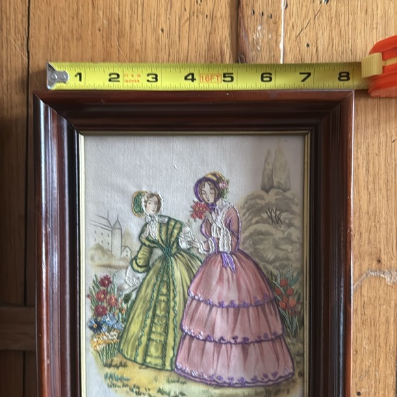 Vintage needlepoint Godey’s Fashions 1849 set of framed pictures - Picture 12 of 13